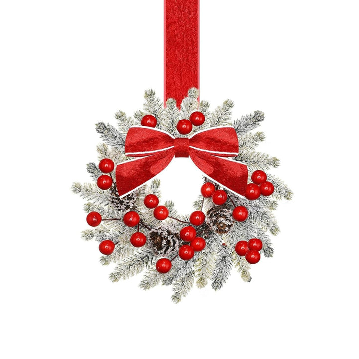 Small Christmas wreath with red ribbon bow