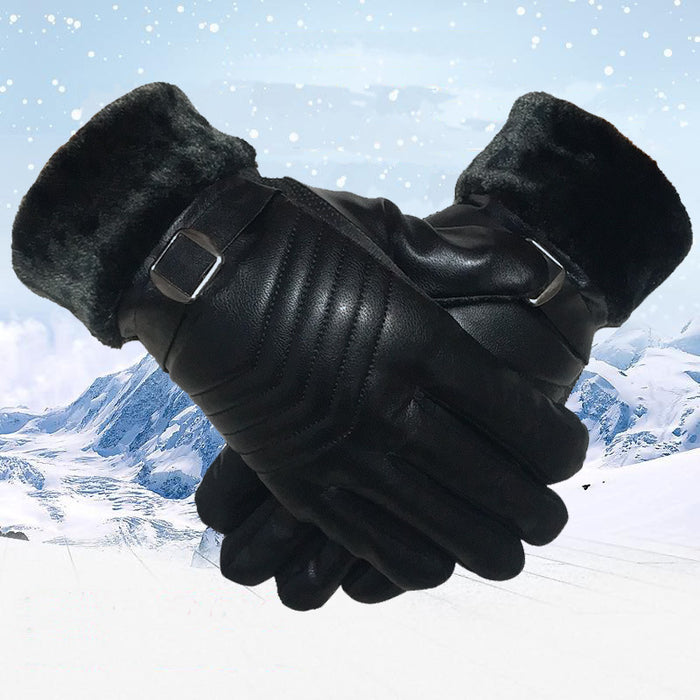 Cosycombe Faux Leather Winter Gloves with Plush Lining