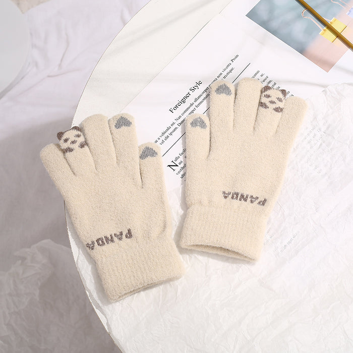 Cosycombe Knitted Touchscreen Gloves with a 3D Panda