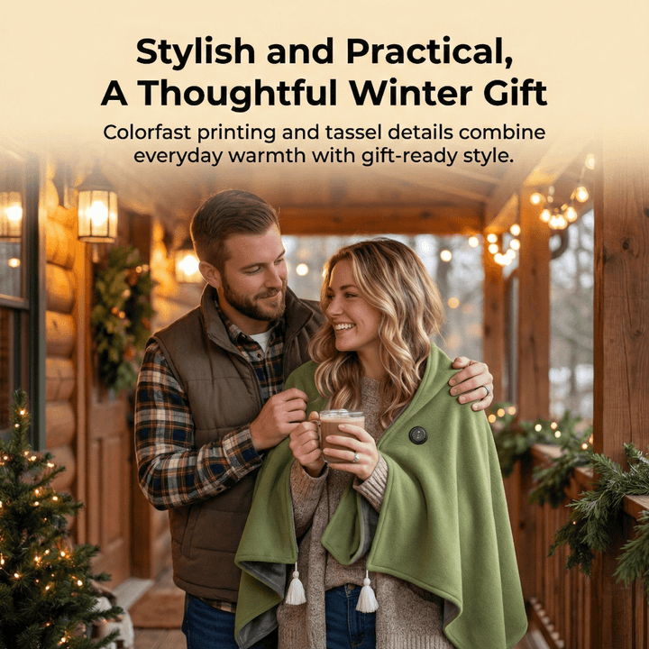 Cosycombe™ Heated Cotton Shawl Blanket with 8 Heating Zones
