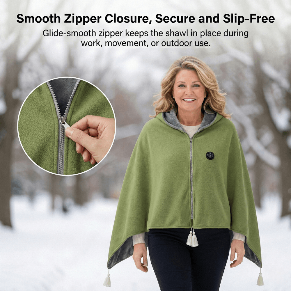 Cosycombe™ Heated Cotton Shawl Blanket with 8 Heating Zones