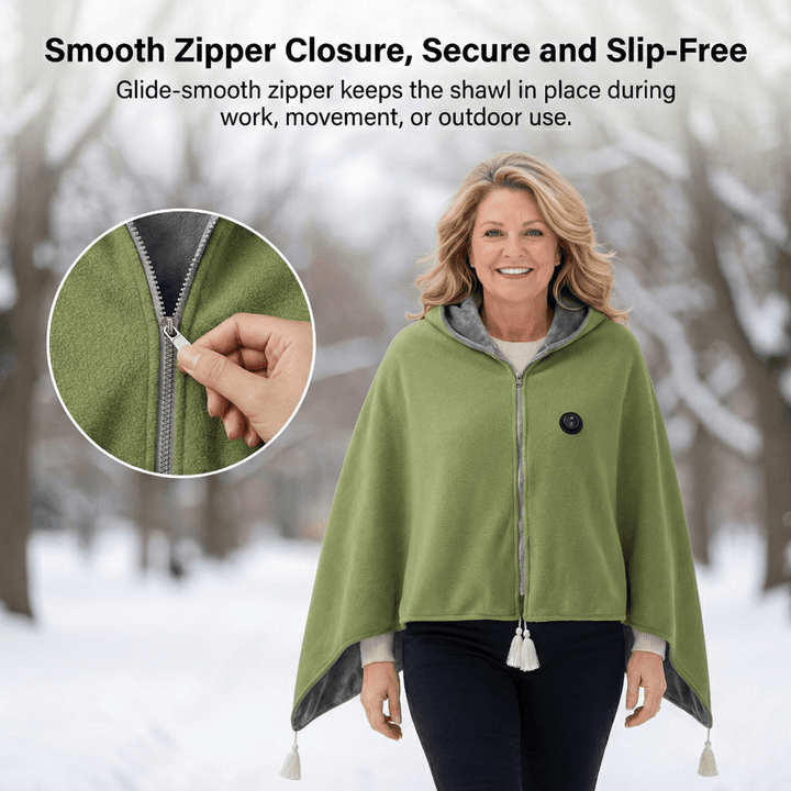 Cosycombe™ Heated Cotton Shawl Blanket with 8 Heating Zones