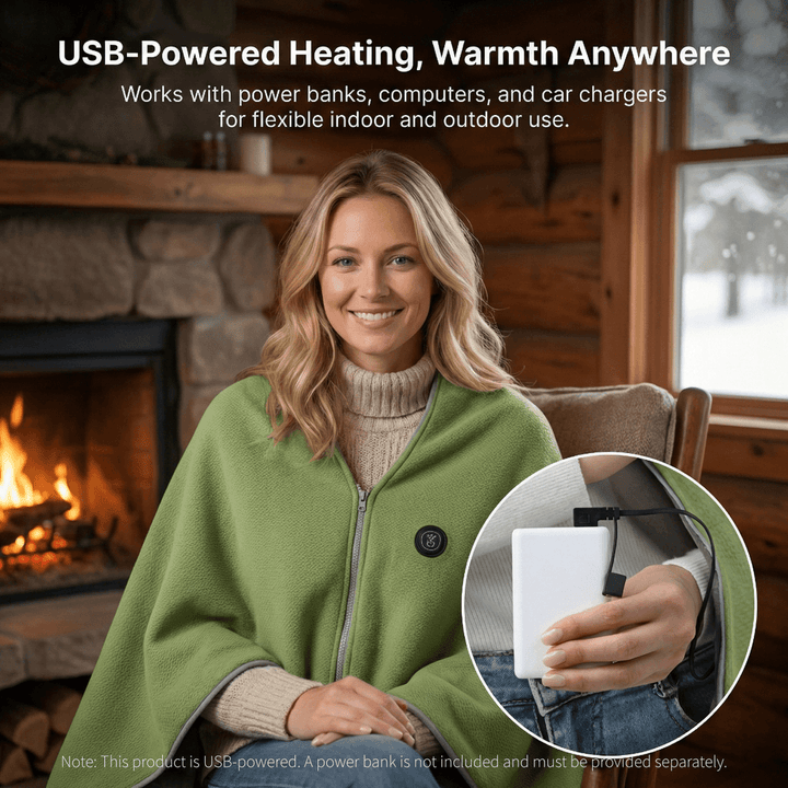 Cosycombe™ Heated Cotton Shawl Blanket with 8 Heating Zones
