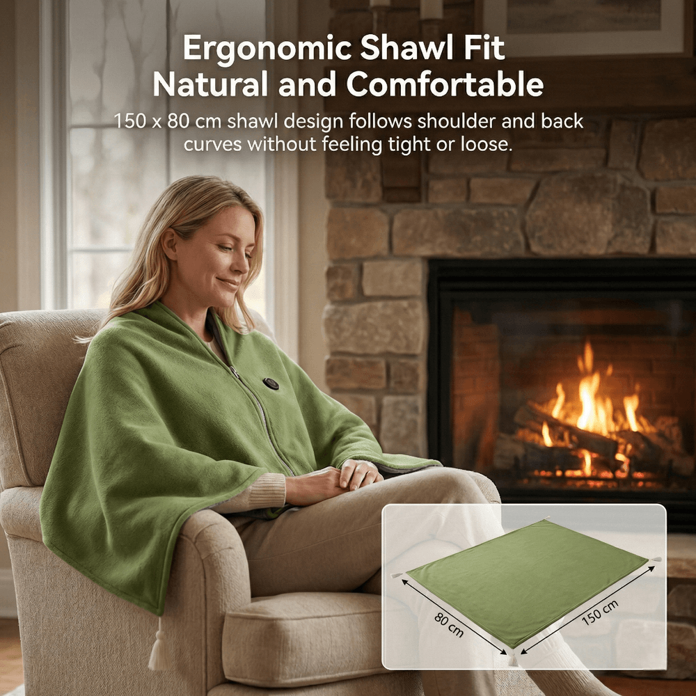 Cosycombe™ Heated Cotton Shawl Blanket with 8 Heating Zones