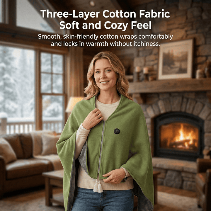 Cosycombe™ Heated Cotton Shawl Blanket with 8 Heating Zones