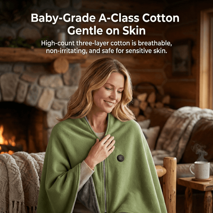 Cosycombe™ Heated Cotton Shawl Blanket with 8 Heating Zones