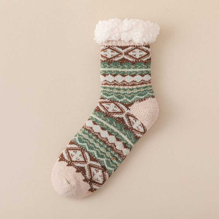 Nordic pattern lounge socks with grip sole