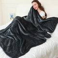Grey electric heated flannel throw blanket