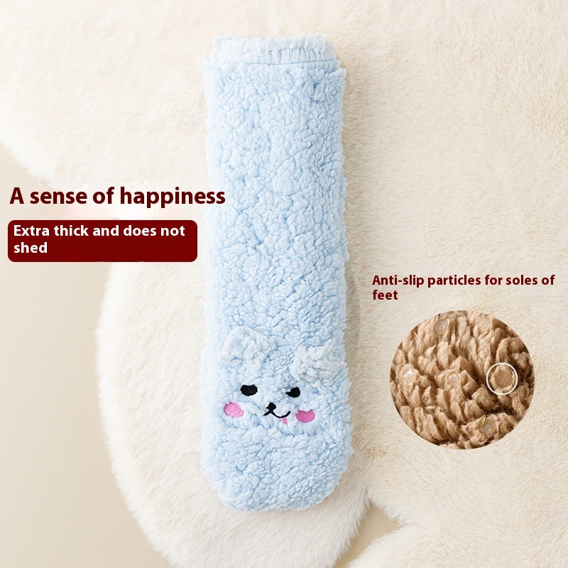 Fluffy fleece floor socks with bunny face