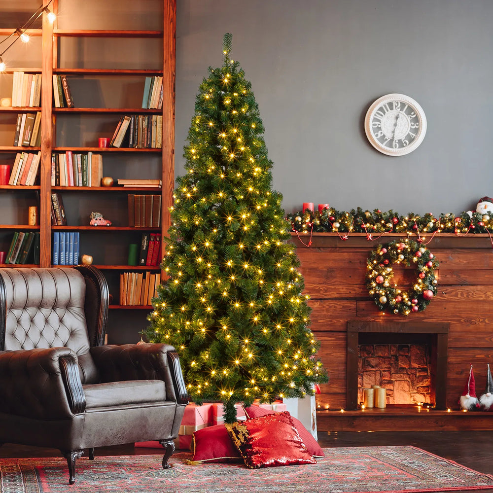 7ft artificial Christmas tree with warm lights