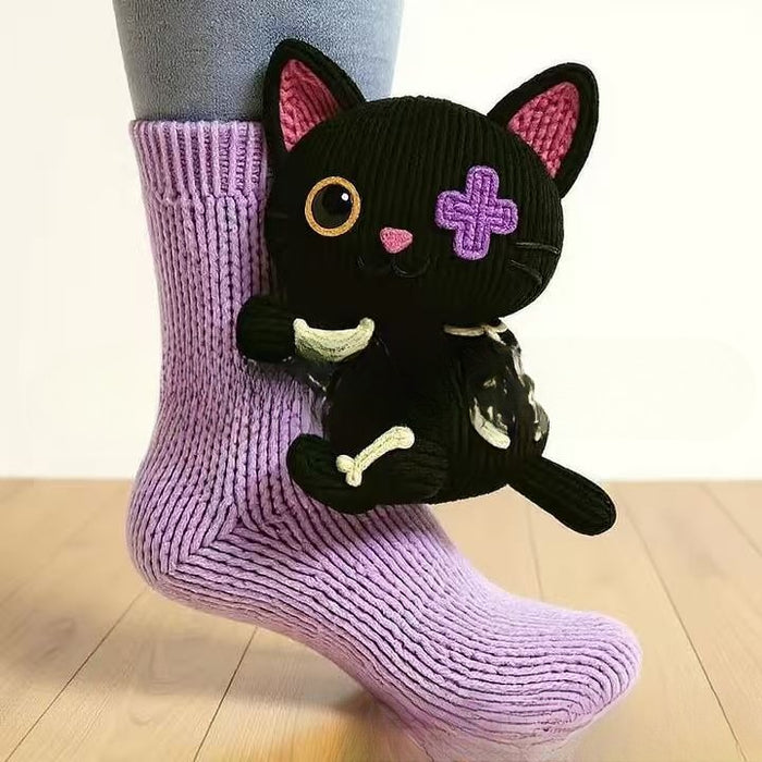 Cosycombe Knit Socks with a 3D Crochet Animal Hug