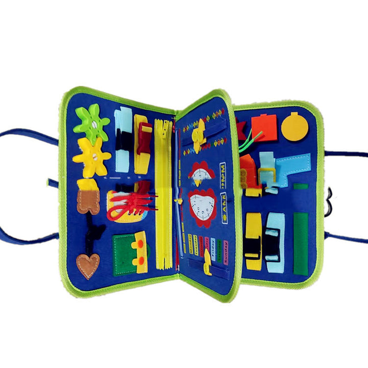 Felt toddler busy board with buckles