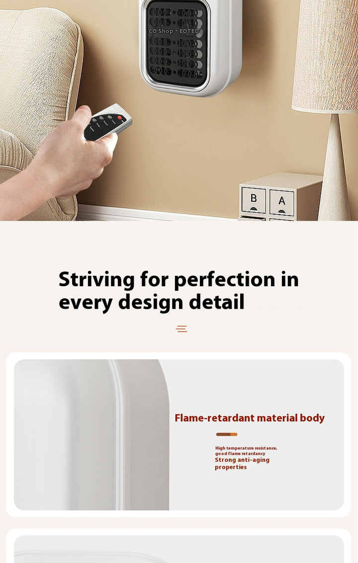 White compact plug-in wall heater with display