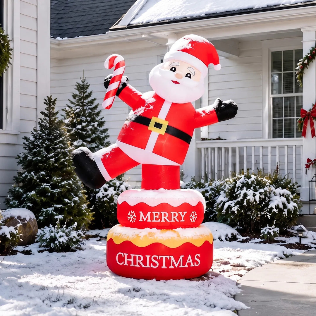 Inflatable standing Santa rotating in garden
