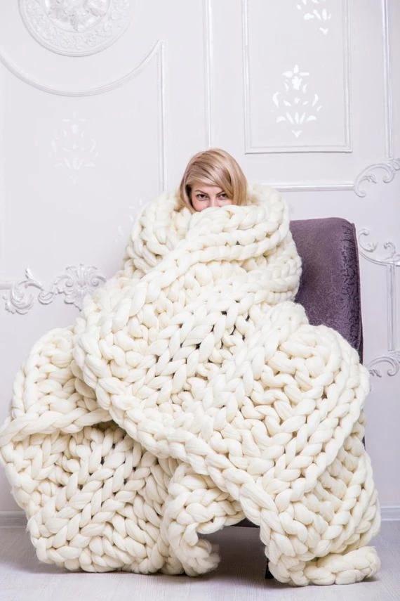 Cosycombe™ Chunky Knit Blanket in Soft Microfibre, Twelve Colours