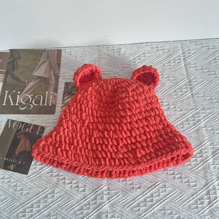 Cosycombe Chunky Crochet Bucket Hat with Horns, Hand-Knitted