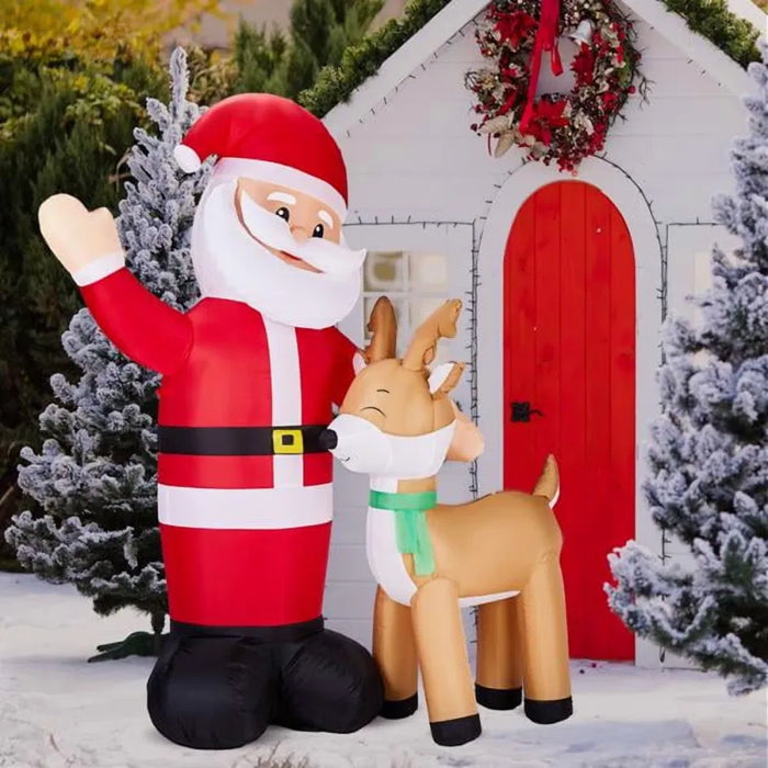 Cosycombe Inflatable Waving Santa with Reindeer and 4 LEDs