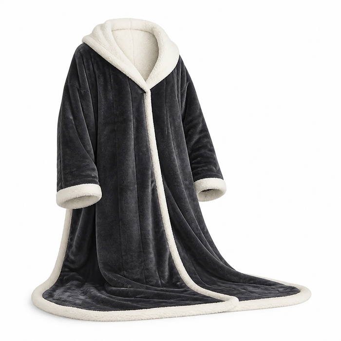 Cosycombe™ Heated Wearable Sherpa Blanket with Sleeves and 6 Heat Settings