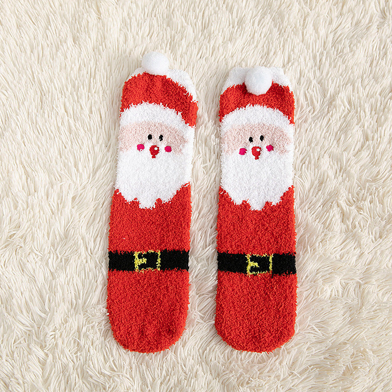 Kids fluffy reindeer Christmas socks