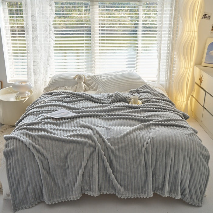 Cosycombe Ribbed Faux Rabbit Fur Blanket, Anti-Static