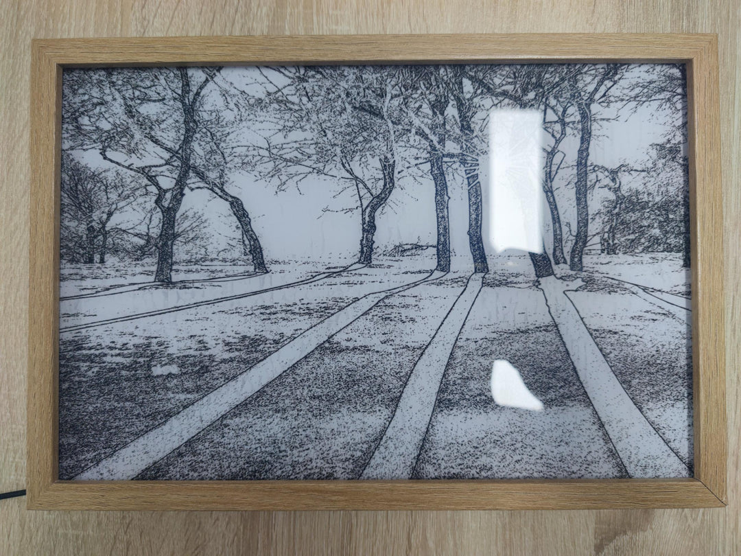 Framed LED painting with sunshine glow