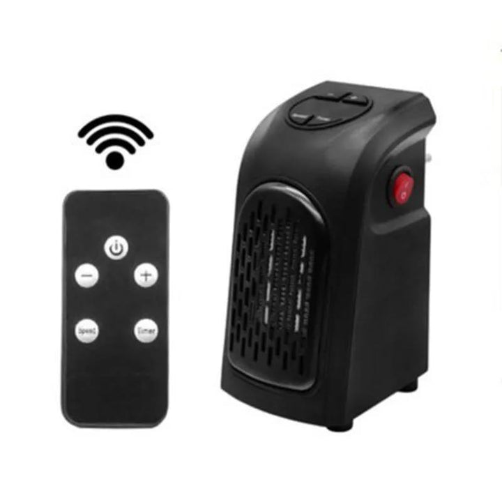 Compact wall socket fan heater with display