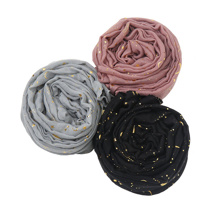 Navy scarf with gold stars and moons