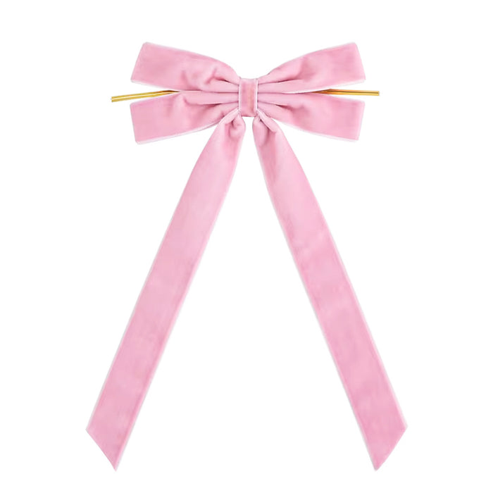 Cosycombe Velvet Christmas bow with long tails and gold cord