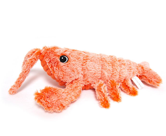 Orange plush lobster cat toy