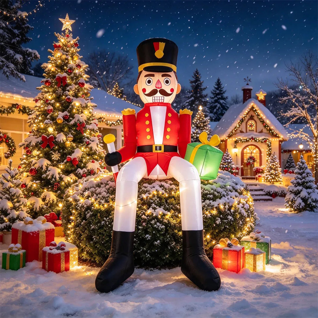Giant inflatable sitting nutcracker