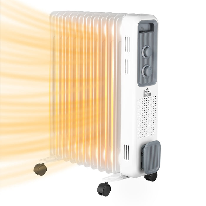 Cosycombe Oil Filled Radiator 2500W with 11 Fins on Castor Wheels