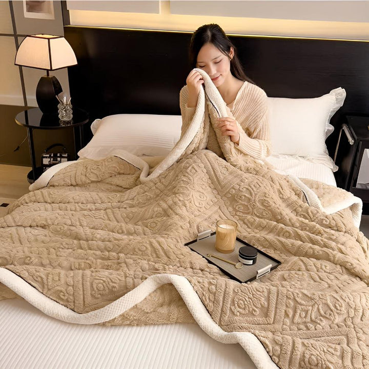 Cosycombe™ Mandala Carved Velvet Sherpa Blanket, Plush and Warm