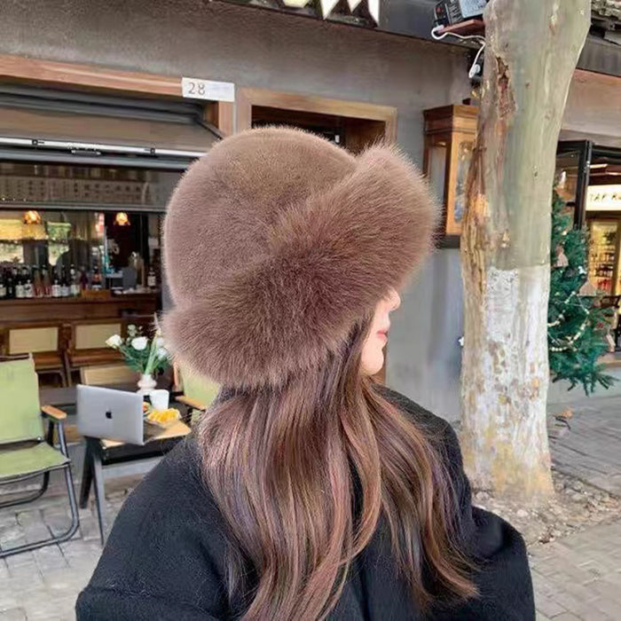 Cosycombe Fluffy Faux Fur Hat with Rolled Brim