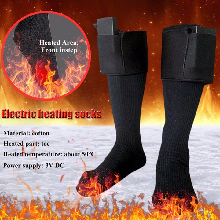 Black heated socks with calf battery case