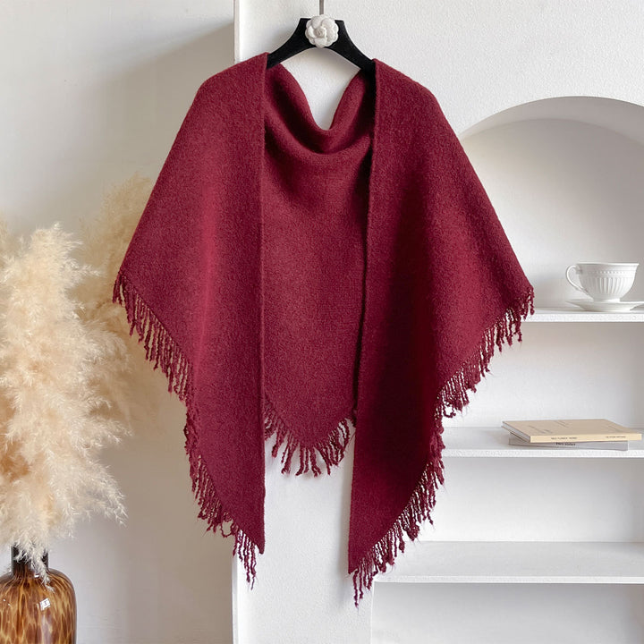 Blush beige fringed knit scarf