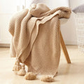 Cosycombe™ Handwoven Wool Blanket with Fringes and Pom-Poms
