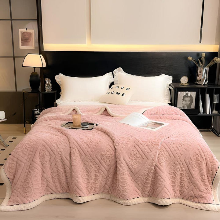 Cosycombe™ Mandala Carved Velvet Sherpa Blanket, Plush and Warm