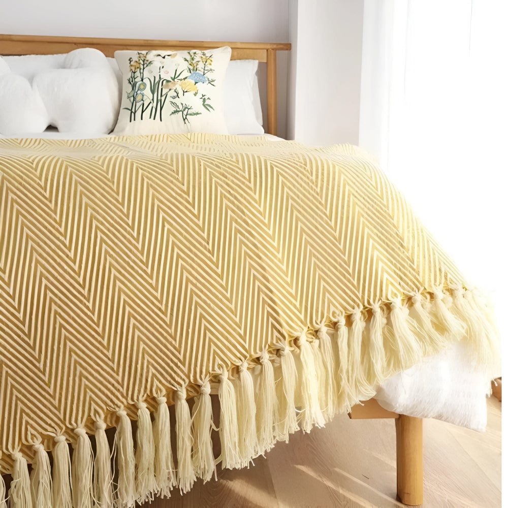 Cosycombe™ Herringbone Knit Throw Blanket with Tassels