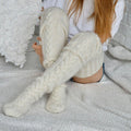 White cable knit over the knee socks