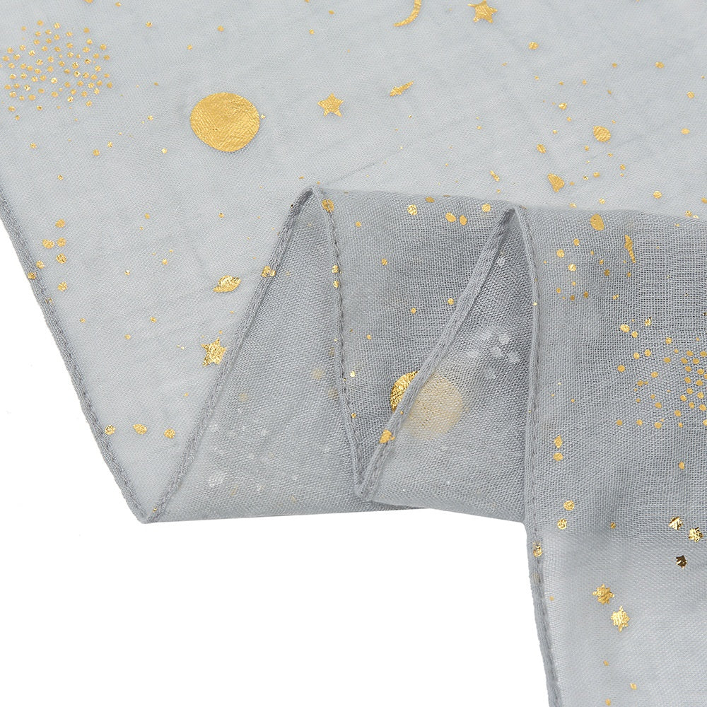 Navy scarf with gold stars and moons
