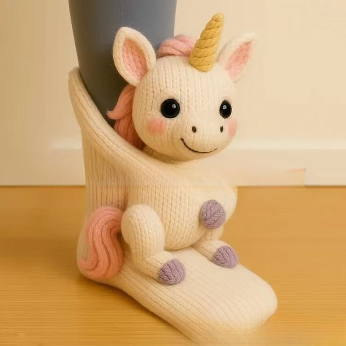 Cosycombe Knit Socks with a 3D Crochet Animal Hug