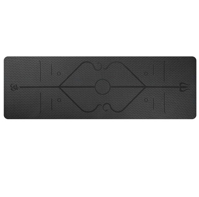 Non-slip yoga mat with alignment lines