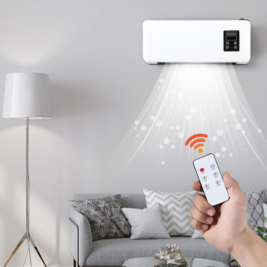 white wall-mounted fan heater with towel rail