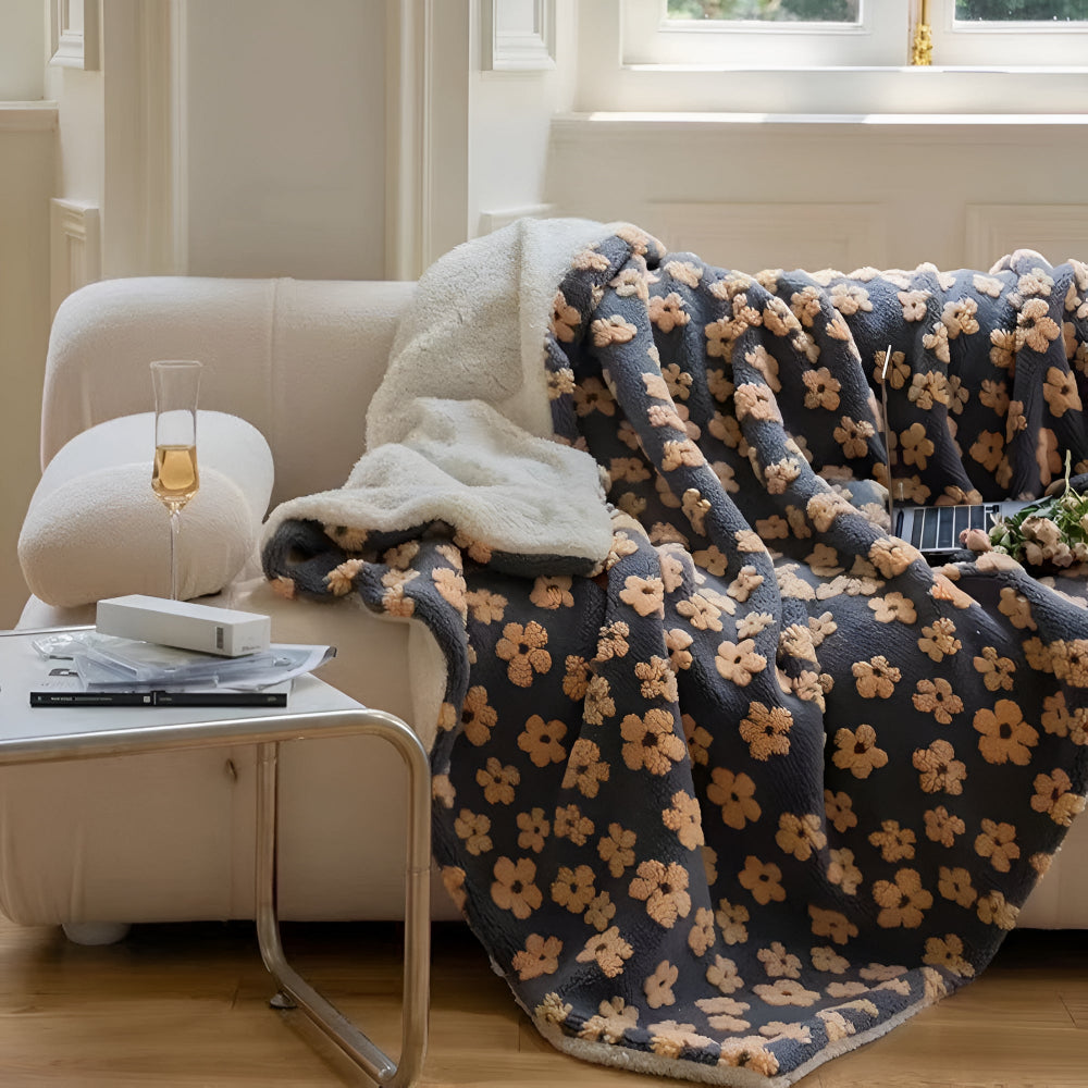 Cosycombe™ Retro Wildflower Throw Blanket with 3D Floral Texture
