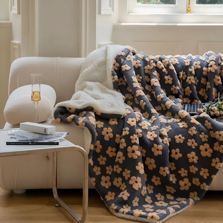 Cosycombe™ Retro Wildflower Throw Blanket with 3D Floral Texture