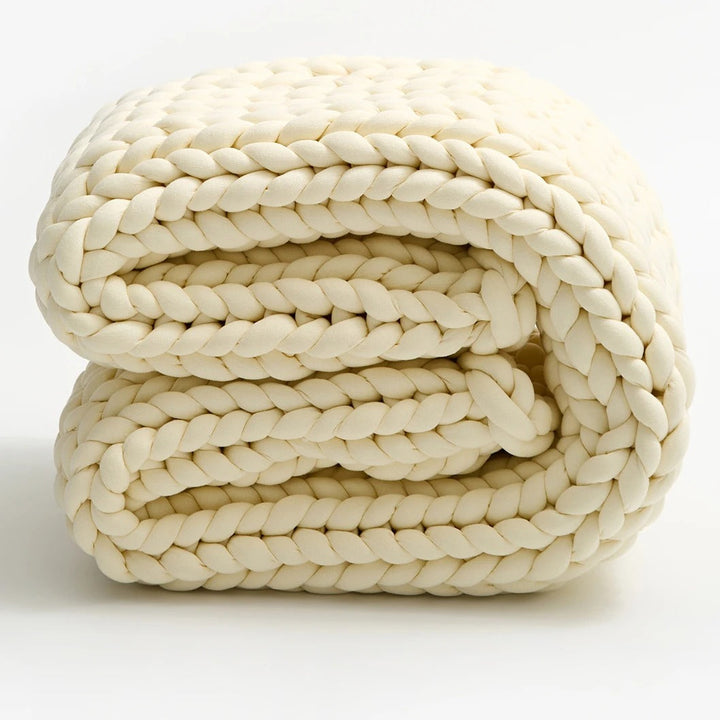Cosycombe™ Handmade Chunky Knit Weighted Throw for Cosy Nights