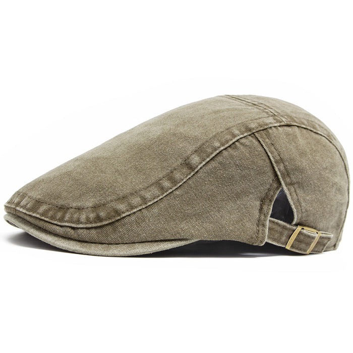 Cosycombe Washed Denim Flat Cap with Buckle Back