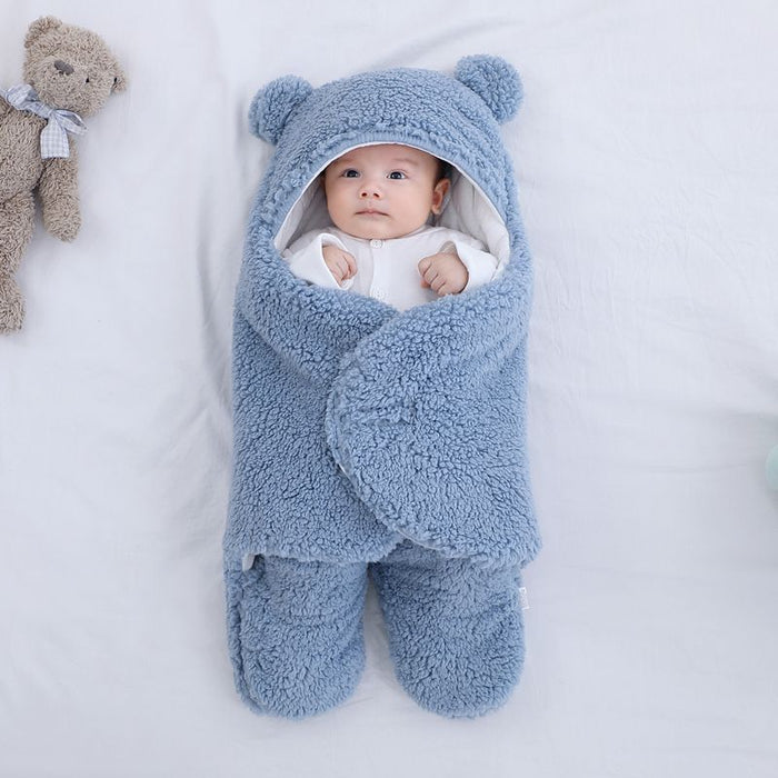 Cosycombe Baby Bear Hooded Wrap with Plush Ears and Cotton Lining