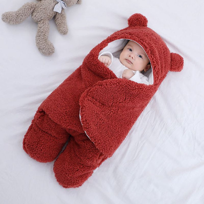 Cosycombe Baby Bear Hooded Wrap with Plush Ears and Cotton Lining