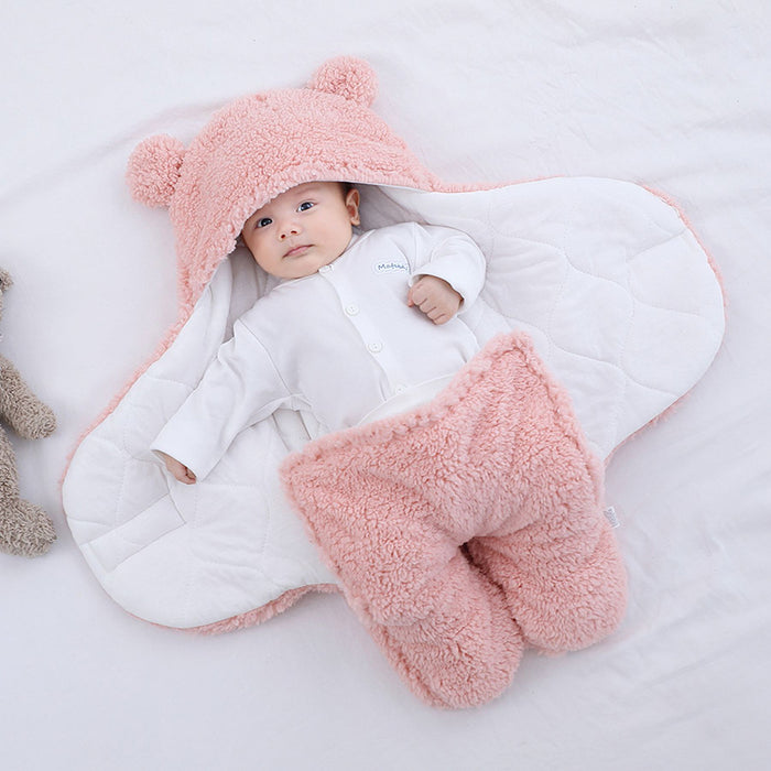 Cosycombe Baby Bear Hooded Wrap with Plush Ears and Cotton Lining